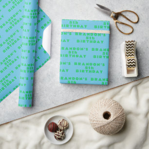 Papel De Presente 5 Birthday White Blue Simple Boy