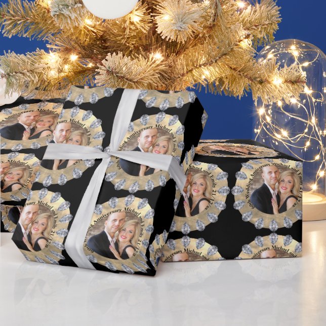 Papel De Presente 60ª FOTO personalizada do aniversário de casamento (Feriados)