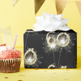 Papel De Presente 60º aniversário dos Sparklers de Preto