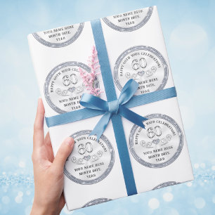 Papel De Presente 60º Roll de Papel de Embalagem de Aniversário, ou