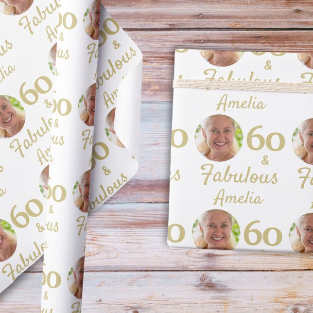Papel De Presente 60 e Fabuloso Aniversário de 60 anos Foto (Criador carregado)