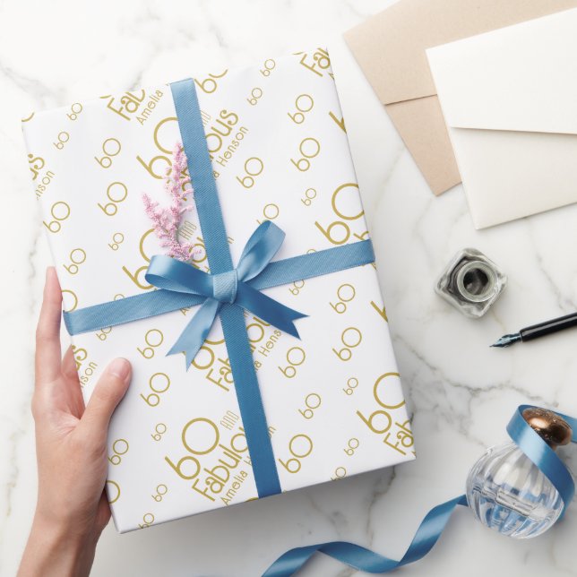 Papel De Presente 60 e Fabuloso Moderno Aniversário de 60 anos (Presentear)