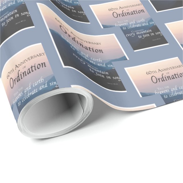 Papel De Presente 60.o aniversário da Ordenação de Parabéns (Ponta do rolo)