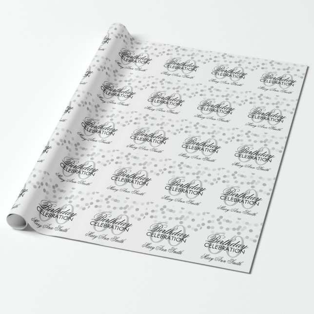 Papel De Presente 60th luzes elegantes do brilho da folha de prata (Desenrolado)