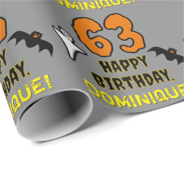 Papel De Presente 63º Aniversário: Tema Assustador de Halloween, Nom