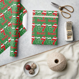 Papel De Presente 67 Bruh Divertido Natal Chapéu de Papai Noel Verme