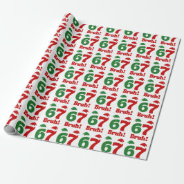 Papel De Presente 67 Bruh Funny Christmas Red and Green Santa Hat