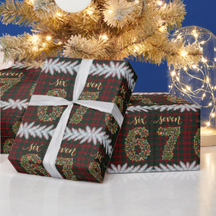 Papel De Presente 67 Plaid de Natal Engraçado Seis Sete Meme Luz de