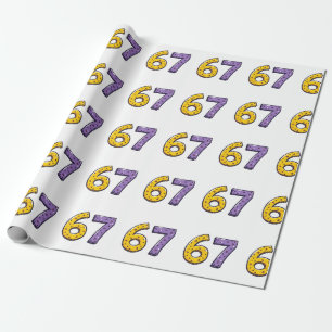 Papel De Presente 67 Sem Significado Algum Amarelo e Roxo