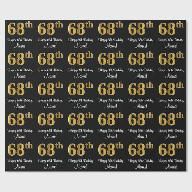 Papel De Presente 68.º aniversário: Olhar Dourado Elegante Luxurioso (Aberto)