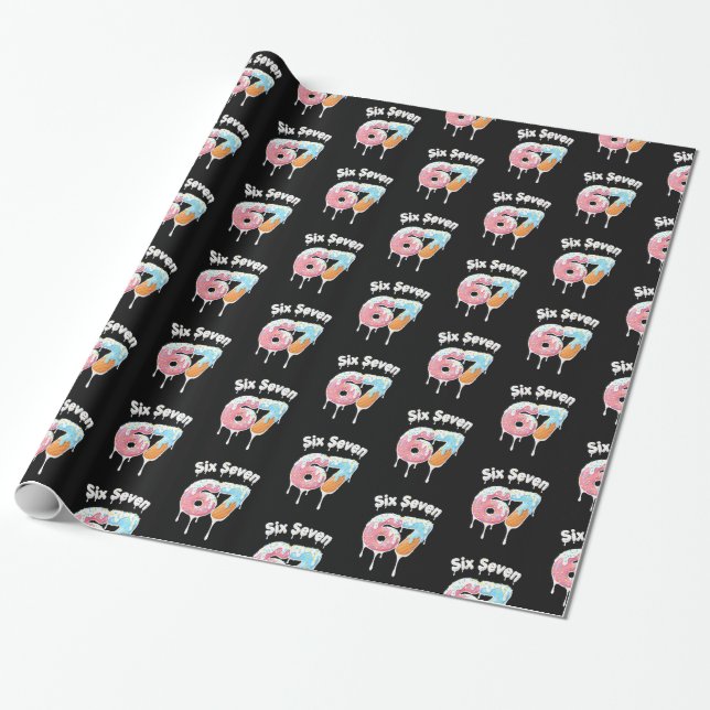 Papel De Presente 6 7 Meme Six Seven Party Wrapping Paper (Desenrolado)