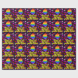 Papel De Presente 6 Aniversário: Padrão de Corações Adoráveis, Arco-