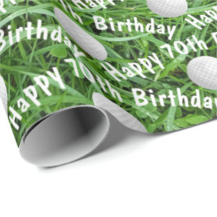 Papel De Presente 70 Birthday Golf Balls on Grass Wraps Paper