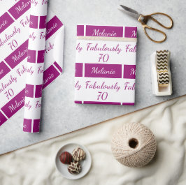 Papel De Presente 70 Birthday PINK Fabulosamente 70 Papel de Envolvi