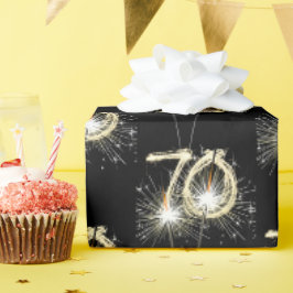 Papel De Presente 70 Birthday Sparklers de Preto