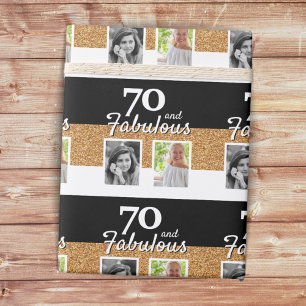 Papel De Presente 70 e Fabuloso Brilho Dourado 2 Fotos Aniversário d