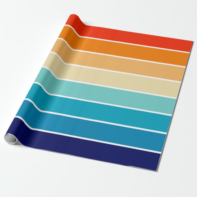 Papel De Presente 70s Rainbow Stripes (Desenrolado)