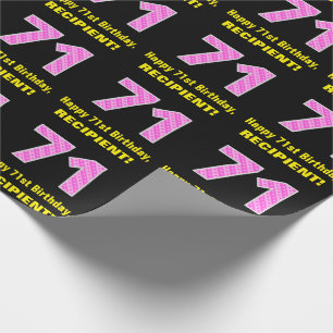 Papel De Presente 71 Aniversário da rua: Stripes e Corações Rosa "71