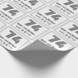 Papel De Presente 74.º Aniversário: Art Deco Estilo Inspirado "74" +
