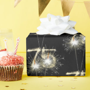 Papel De Presente 75º aniversário dos Sparklers de Preto