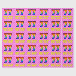 Papel De Presente 77.º aniversário: Stripes e corações cor-de-rosa, 