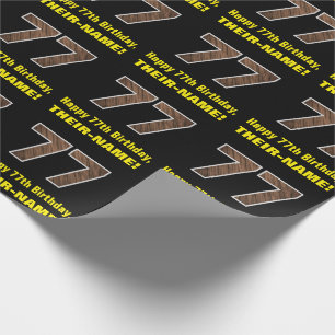 Papel De Presente 77.o aniversário: Nome e Faux Padrão de Grãos de M