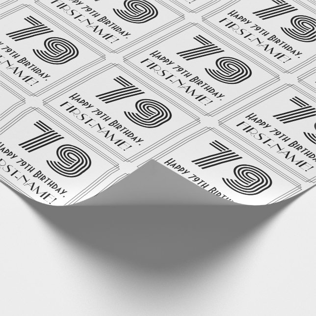 Papel De Presente 79.º Aniversário: Art Deco Estilo Inspirado "79" + (Ponta)