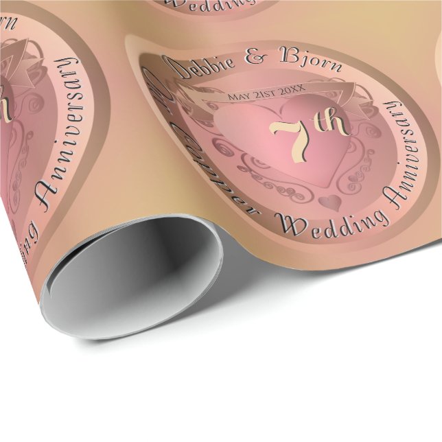Papel De Presente 7/22º Medalhão de CobreAniversário de Casamento (Ponta do rolo)