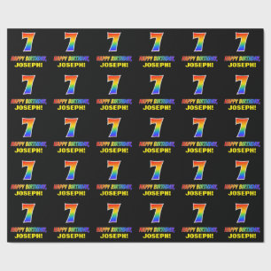 Papel De Presente 7 Aniversário: Negrito, Divertido, Simples, Arco-