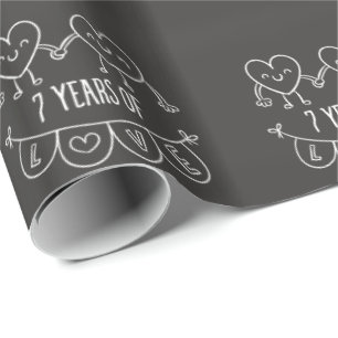 Papel De Presente 7 Anniversário Gift Chalk Hearts
