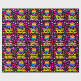 Papel De Presente 8º Aniversário: Padrão de Corações Adoráveis, Arco