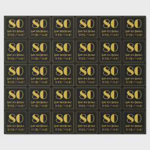 Papel De Presente 80 Aniversário ~ Art Deco Inspirou "80", Nome