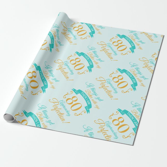 Papel De Presente 80 Aniversário Melhor Com Idade (Desenrolado)