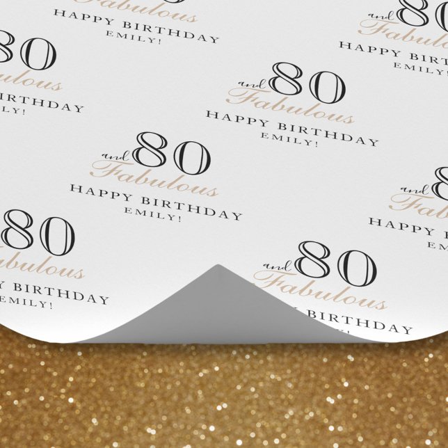Papel De Presente 80 e Fabulosa Mulher Elegante Aniversário de 80 an (Criador carregado)