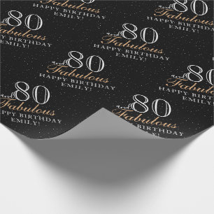 Papel De Presente 80 e Fabuloso Elegante Preto Aniversário de 80 ano