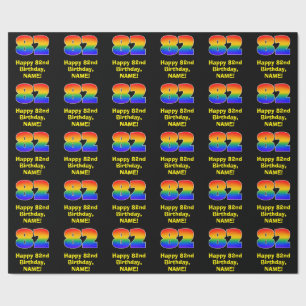 Papel De Presente 82.o Aniversário: Divertido, Colorido Arco-Íris 