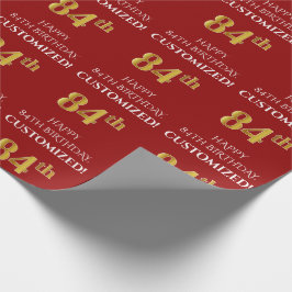 Papel De Presente 84º Aniversário: Elegante, Vermelho, Aparência de 
