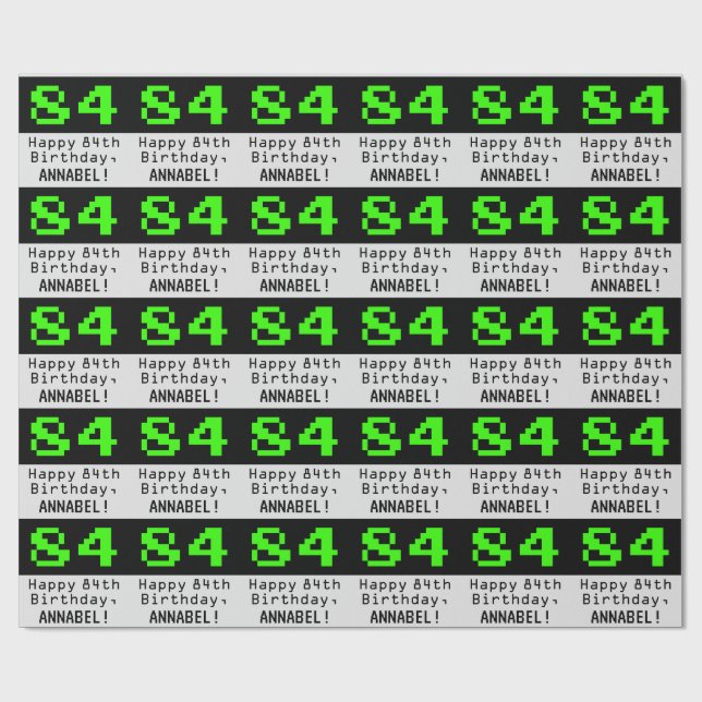 Papel De Presente 84.º aniversário - Estilo Nerdy / Geeky "84" e Nom (Aberto)