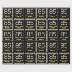 Papel De Presente 85.o Aniversário: Número de Flores, Nome Personali