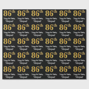 Papel De Presente 86.o aniversário: Aspecto Dourado elegante de Fau