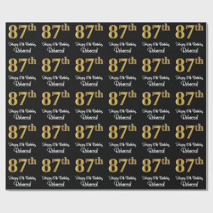 Papel De Presente 87.o aniversário: Aspecto Dourado elegante de Fau