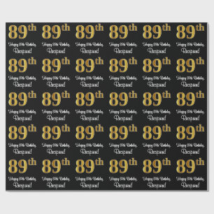 Papel De Presente 89º aniversário: Olhar Dourado Elegante Luxurioso 