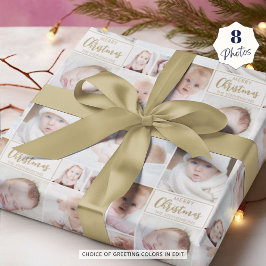 Papel De Presente 8 Fotografias Personalizadas - Saudação e Cor Pers