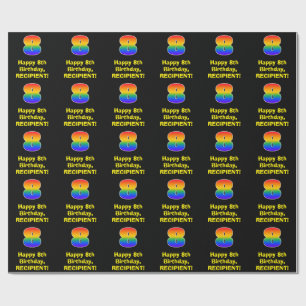Papel De Presente 8.o aniversário: Divertido, Colorido Arco-Íris I