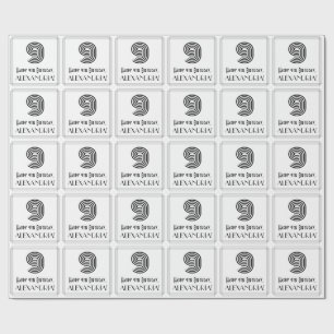 Papel De Presente 9º aniversário: Art Deco Inspira Estilo "9" + Nome