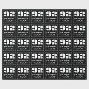 Papel De Presente 92º Aniversário: Art Deco Inspirou o Olho "92" & N