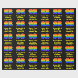 Papel De Presente 93º Aniversário: Divertido e Colorido Arco-Íris In