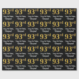 Papel De Presente 93º Aniversário: Elegante Luxurioso Faux Dourado L