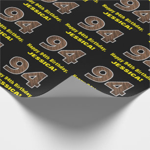 Papel De Presente 94.o aniversário: Padrão "94" de Grãos de Madei