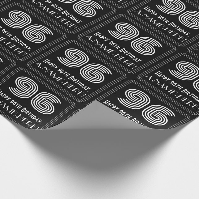 Papel De Presente 96.º aniversário: Art Deco Inspirou "96" com nome (Ponta)